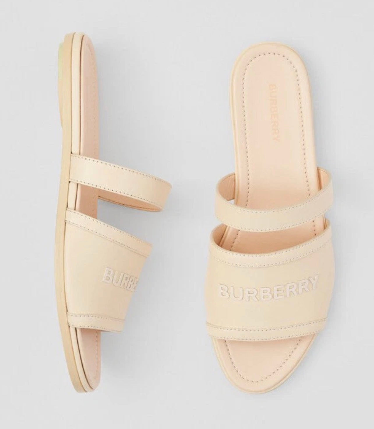 Burberry Peach Leather Slides Sz 37.5