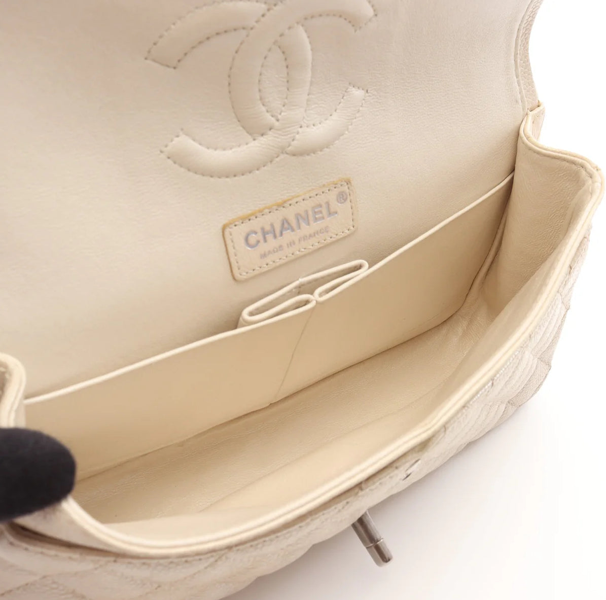 Chanel Classic Double Flap Pearlescent Ivory Caviar