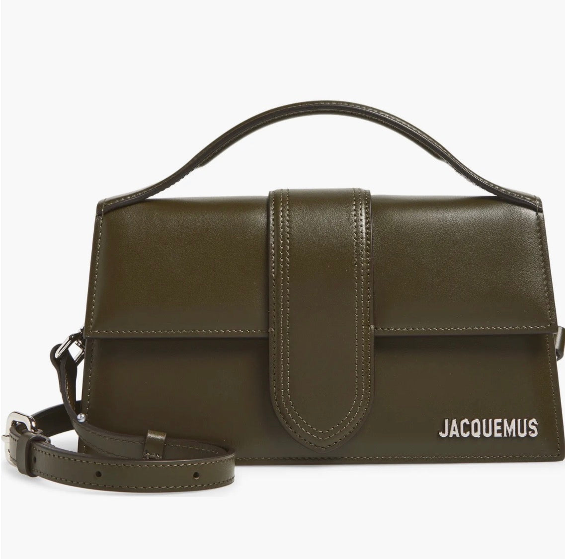 Jacquemus Le Grand Bambino Leather Top-Handle Dark Khaki