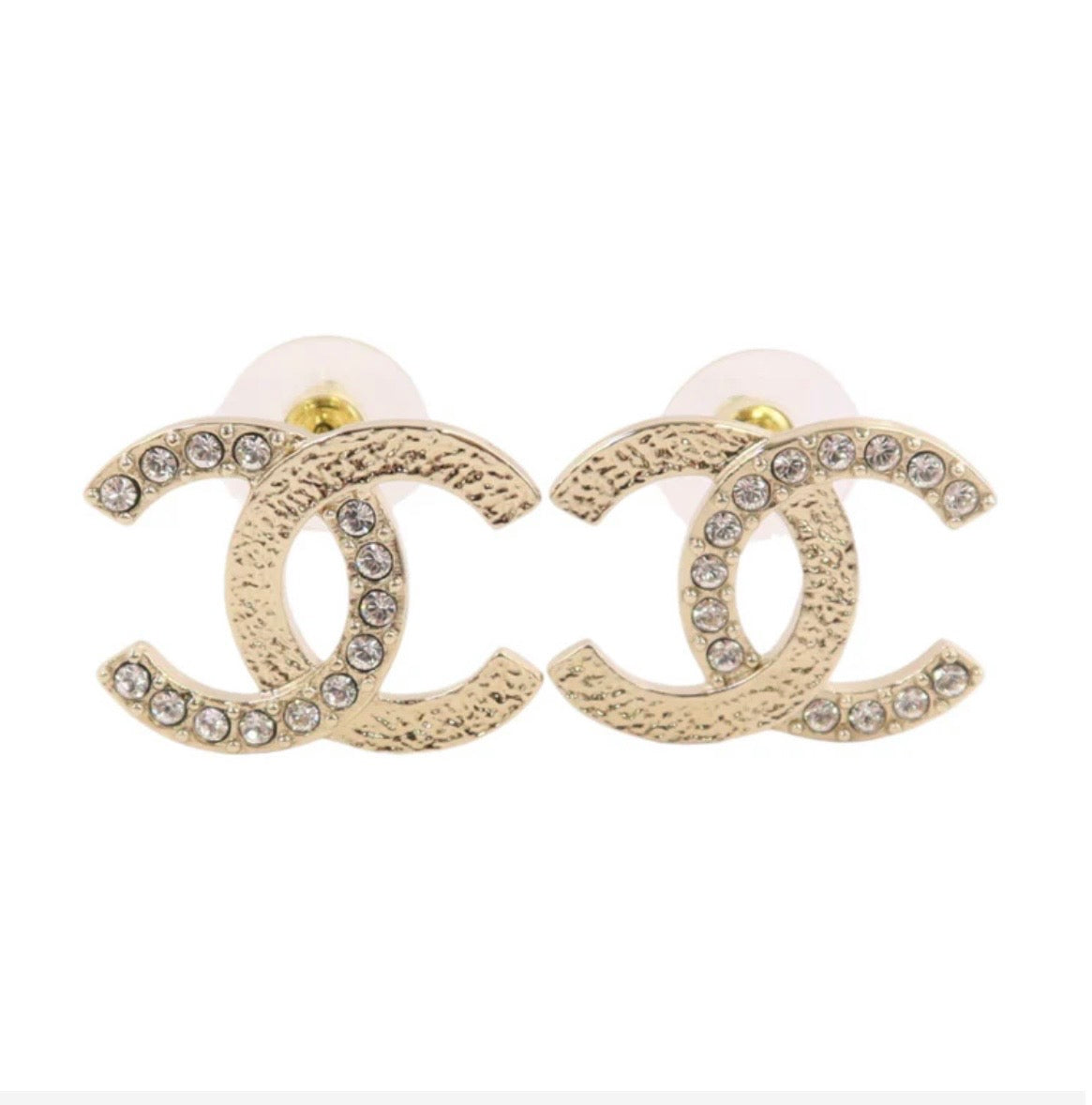 Chanel Crystal CC Gold Earrings