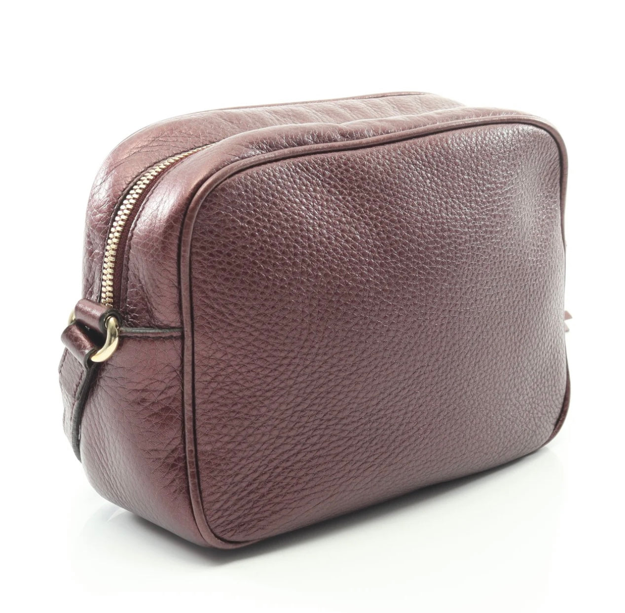 Gucci Metallic Pebbled Leather Small Soho Disco Shoulder Bag burgundy