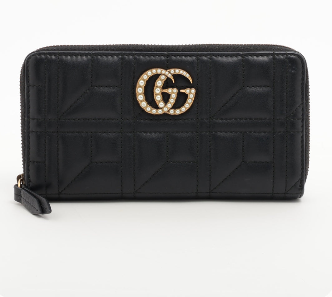 Gucci GG Marmont Pearly Zip Around Wallet