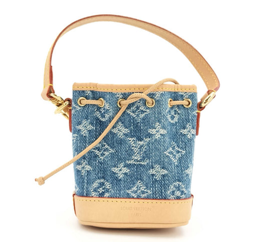 Louis Vuitton Micro Noé Bag Charm in Monogram Denim Blue