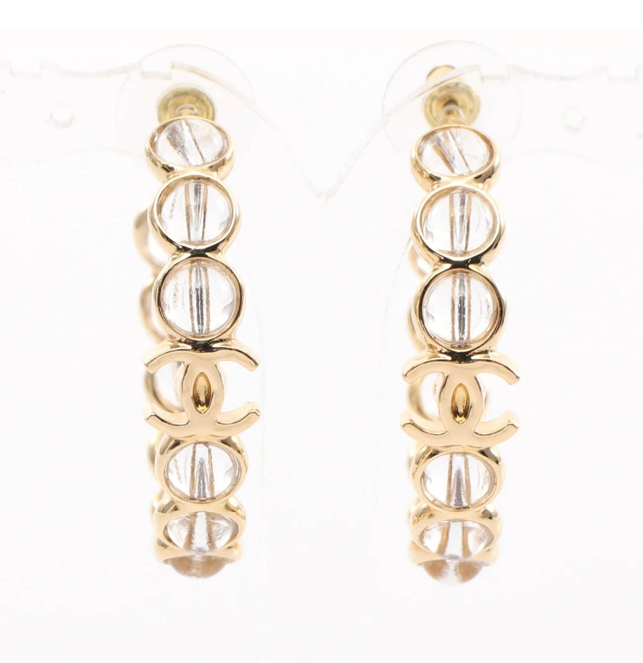 Chanel Coco Mark Earrings GP Glass/Gold