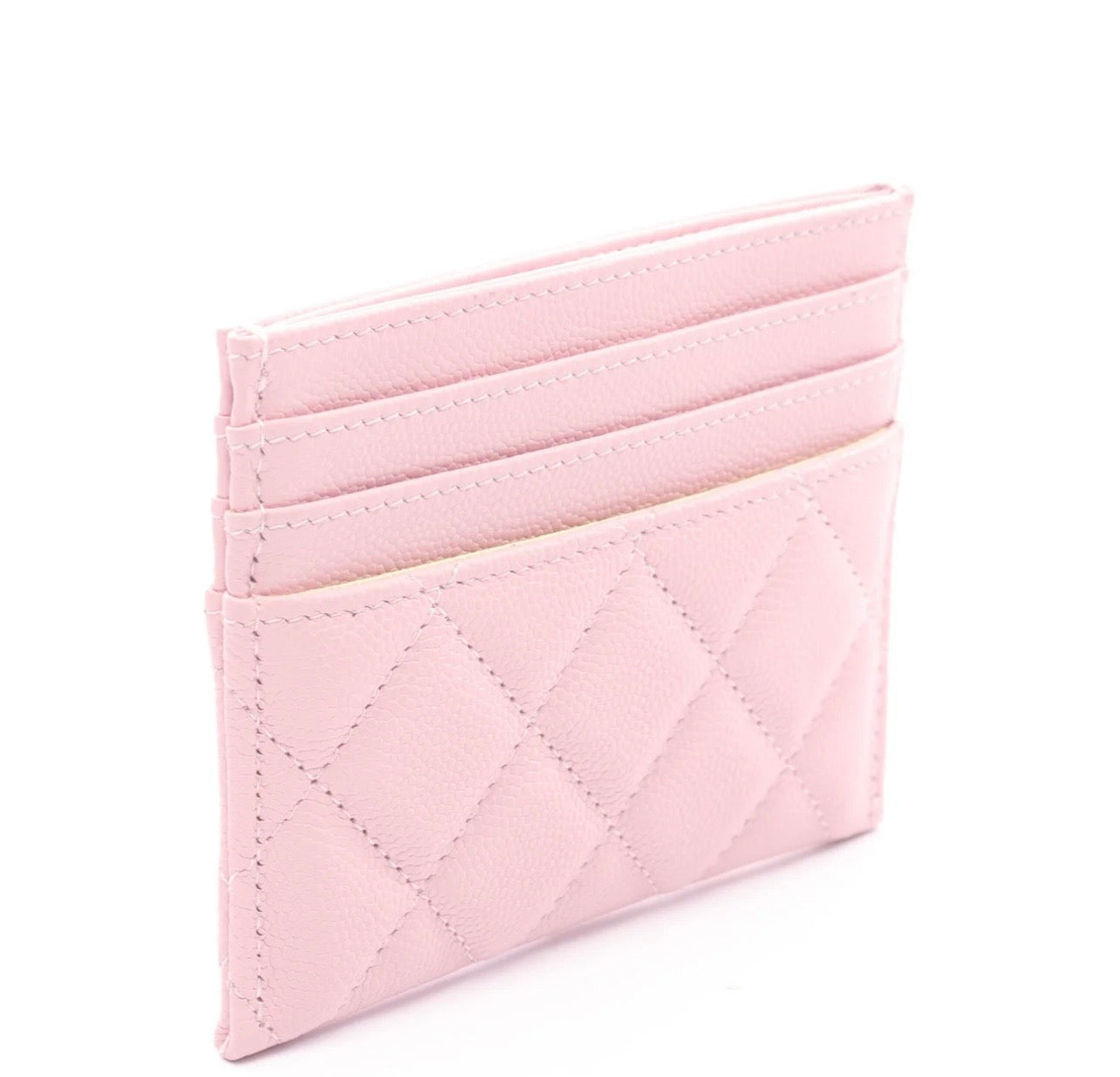 Chanel Quilted Caviar Cardholder Pink/Gold