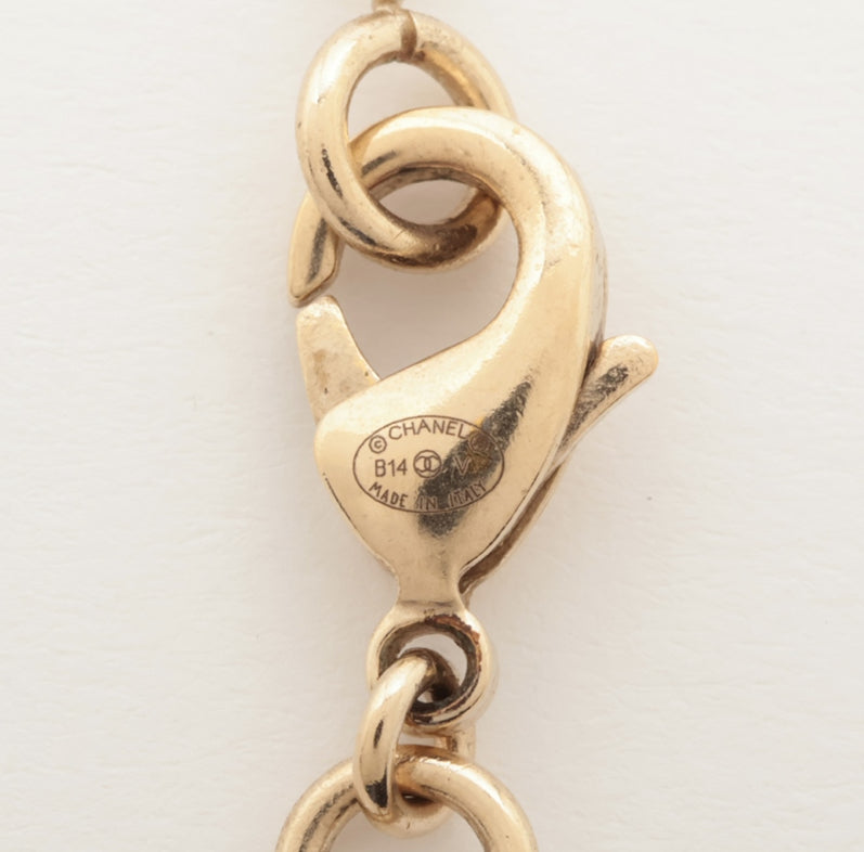 Chanel Black Enamel CC/Faux Pearl Drop Necklace