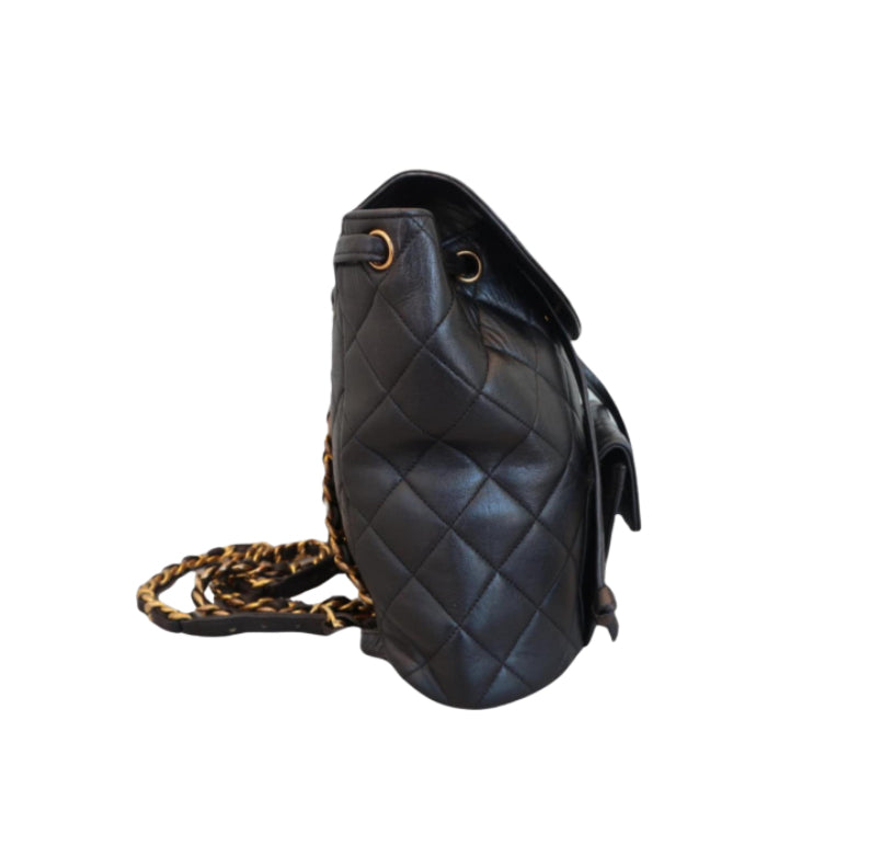 Chanel Black Quilted Lambkin Duma Backpack