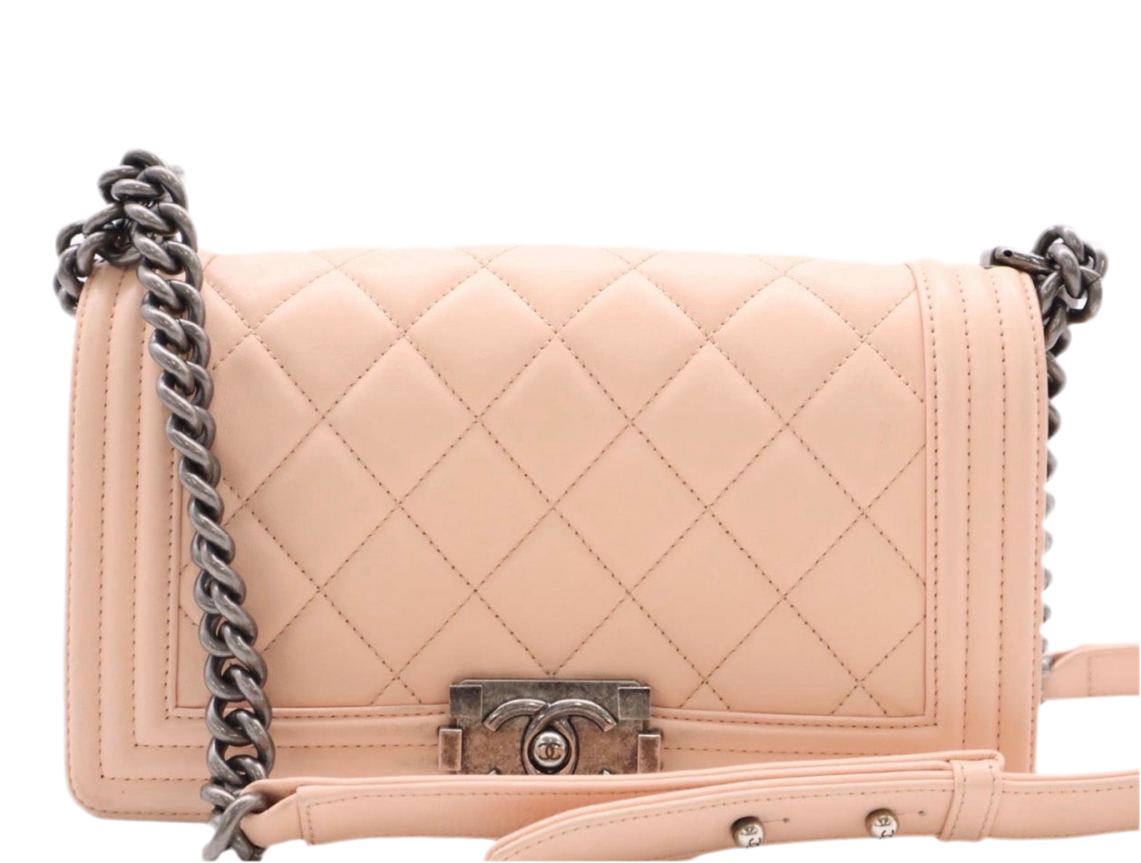 Chanel Pink Quilted Lambskin Leather Medium Boy Bag