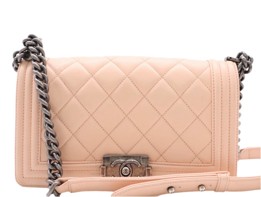 Chanel Pink Quilted Lambskin Leather Medium Boy Bag