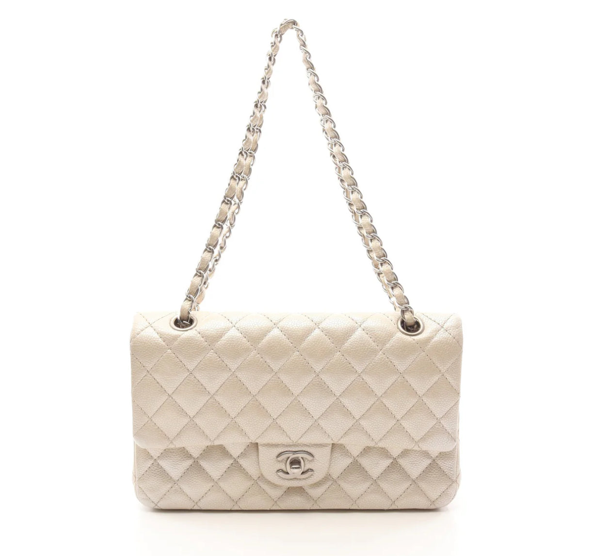 Chanel Classic Double Flap Pearlescent Ivory Caviar