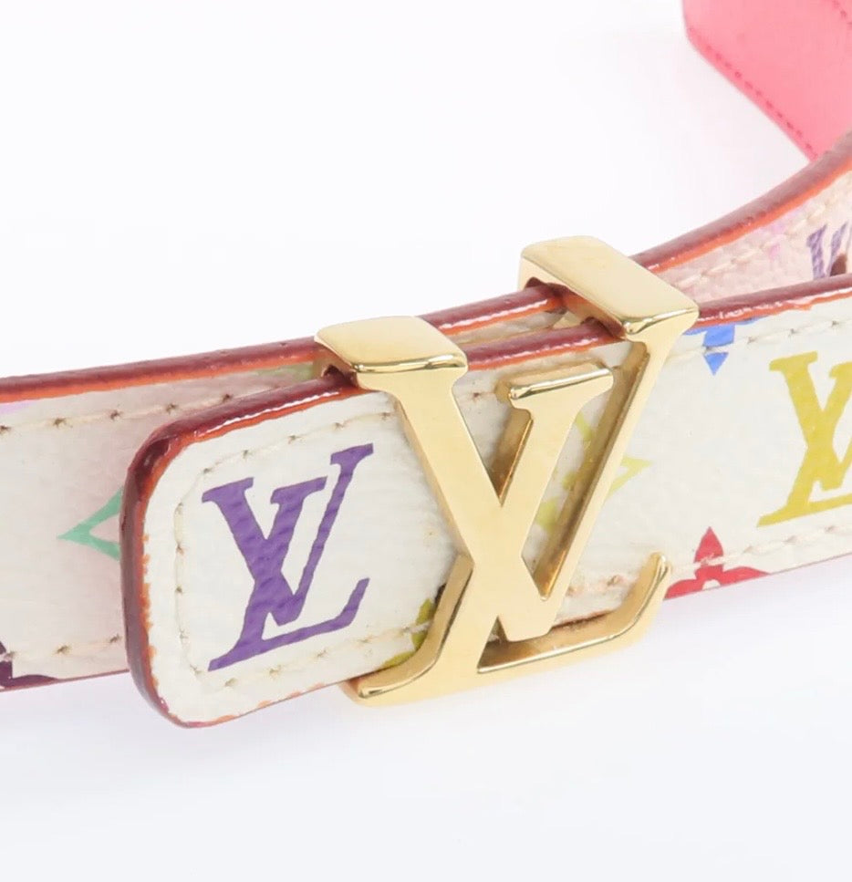 Louis Vuitton White Monogram Multicolore Murakami Belt Sz 80