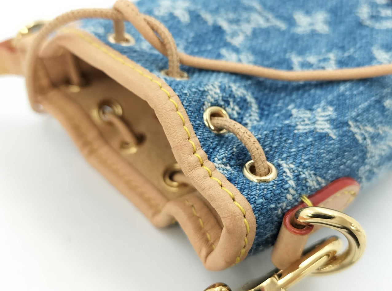 Louis Vuitton Micro Noé Bag Charm in Monogram Denim Blue