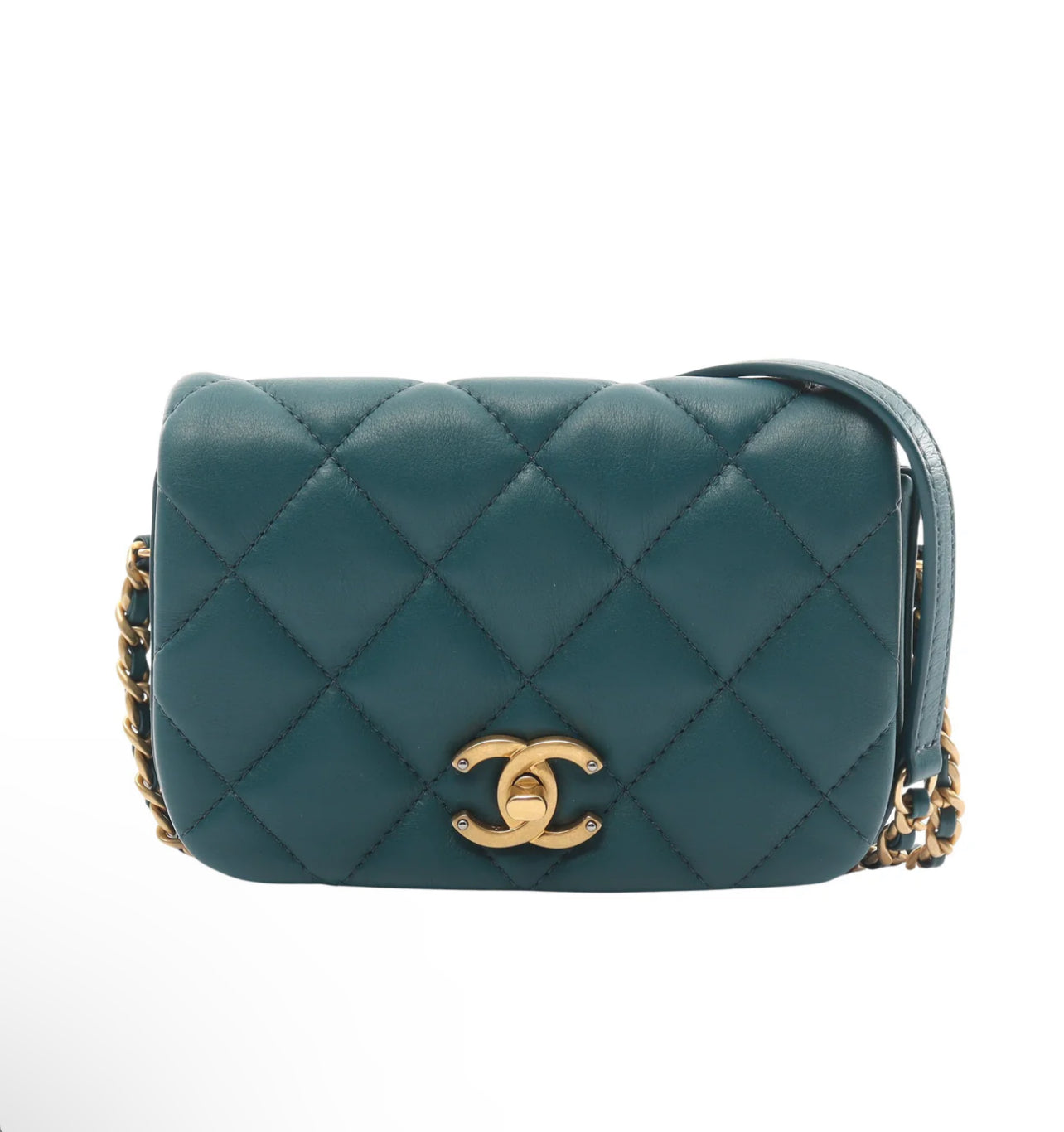 Chanel Nailed CC Full Flap Bag Quilted Calfskin Mini