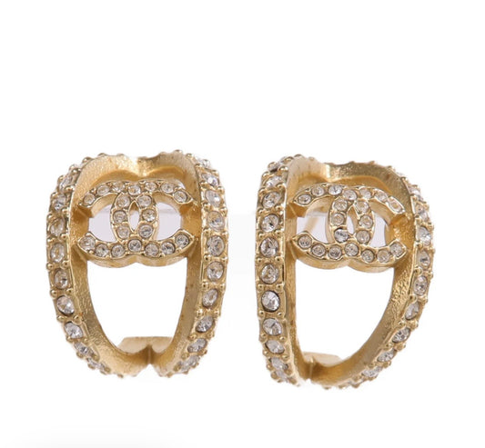Chanel CC Gold Huggie Hoops