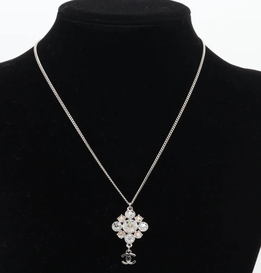 Chanel 2010 CC Rhinestone Pendant Necklace