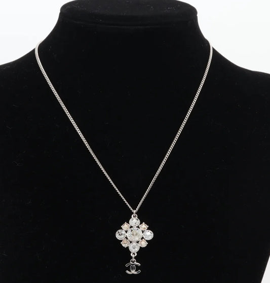 Chanel 2010 CC Rhinestone Pendant Necklace