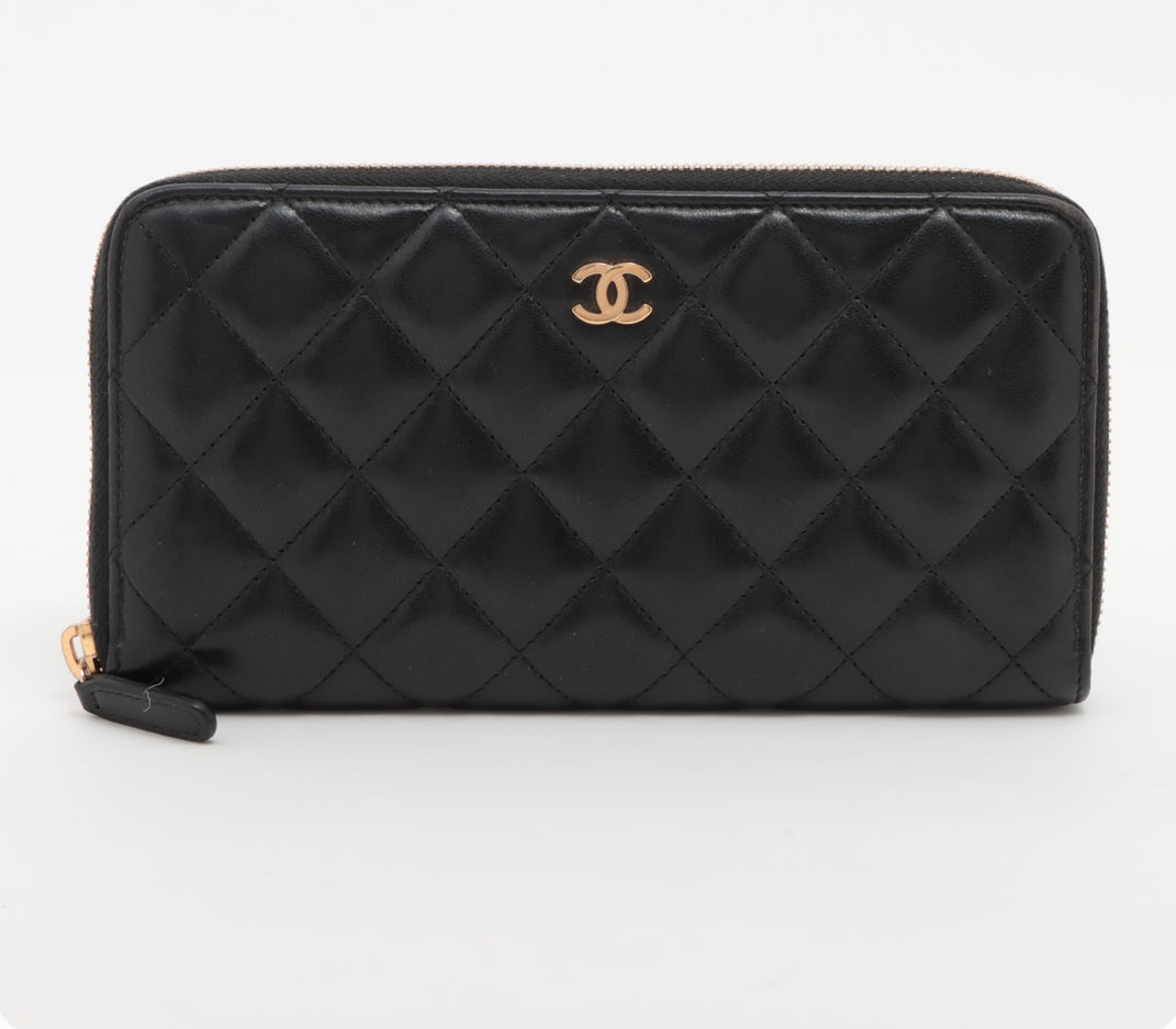 Chanel Zip Around Lambskin Wallet