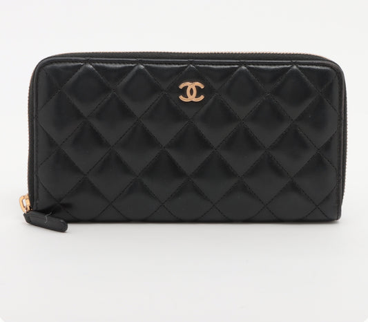 Chanel Zip Around Lambskin Wallet