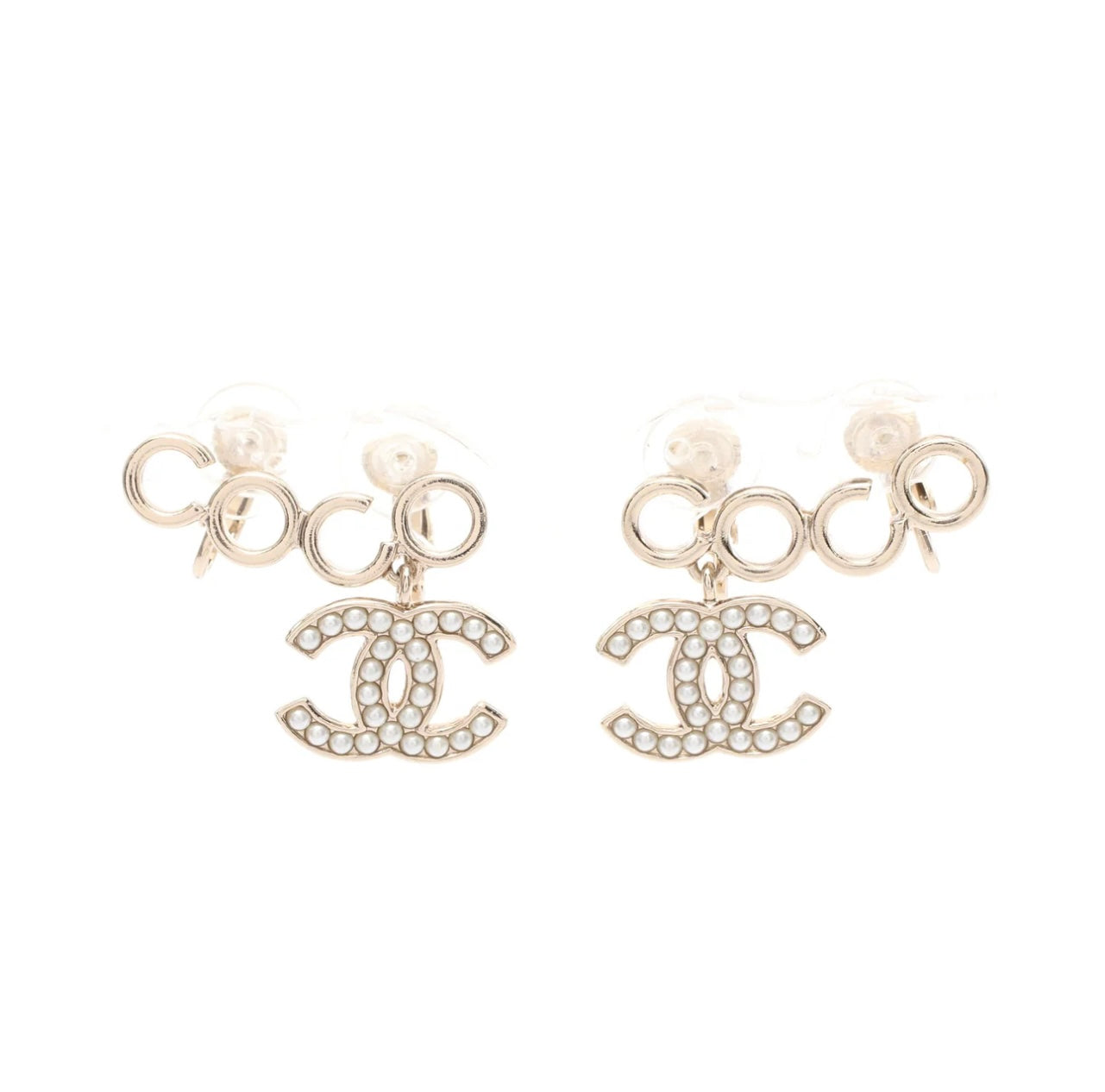 Chanel Pearl CC Coco Climber Earrings
