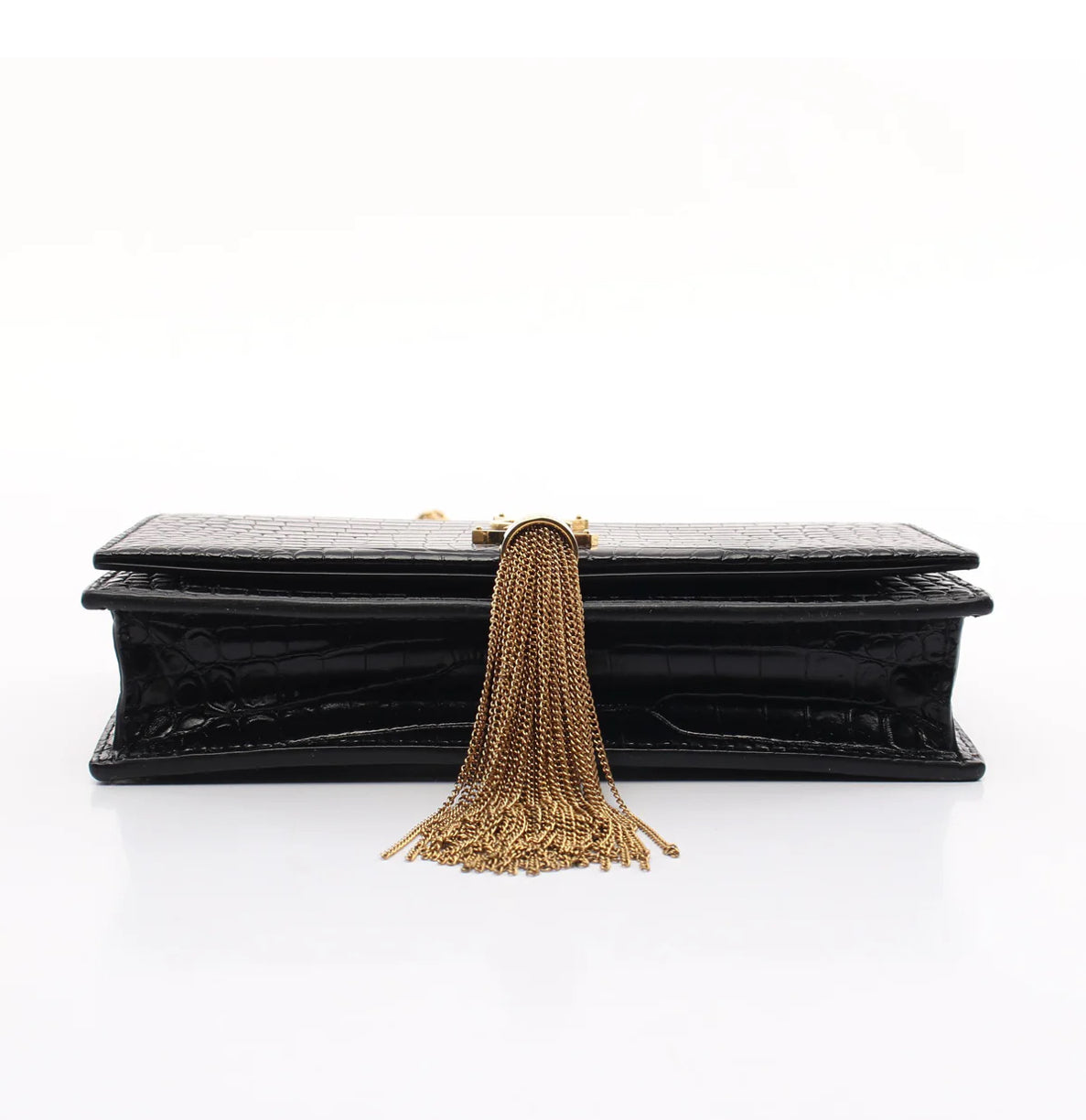 Saint Laurent Kate Tassel Croc Embossed