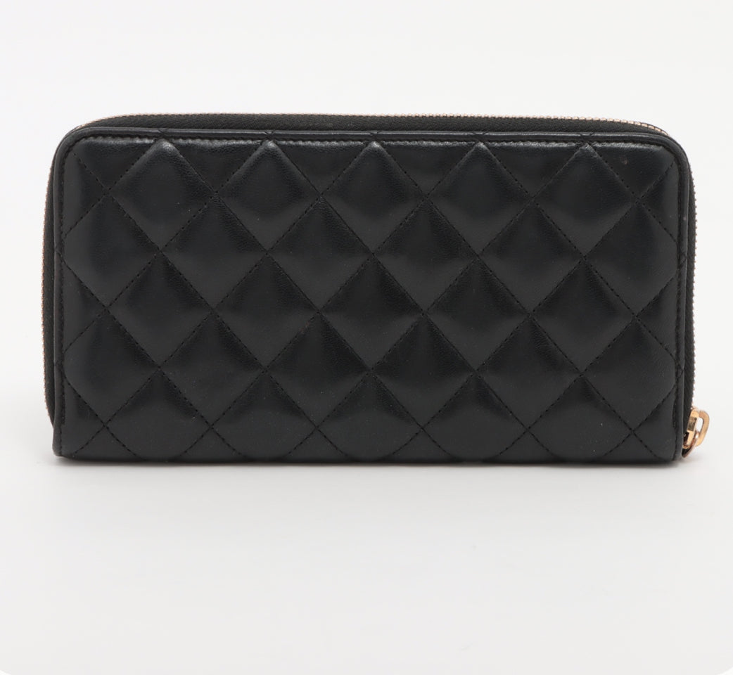 Chanel Zip Around Lambskin Wallet