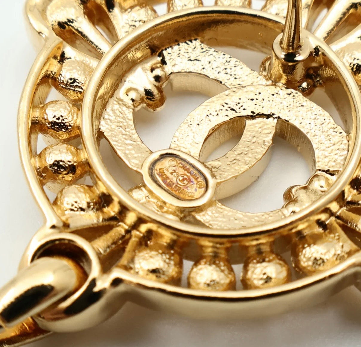 Chanel Compass Pearl Drop Earrings