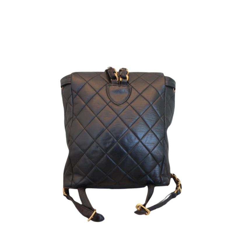 Chanel Black Quilted Lambkin Duma Backpack