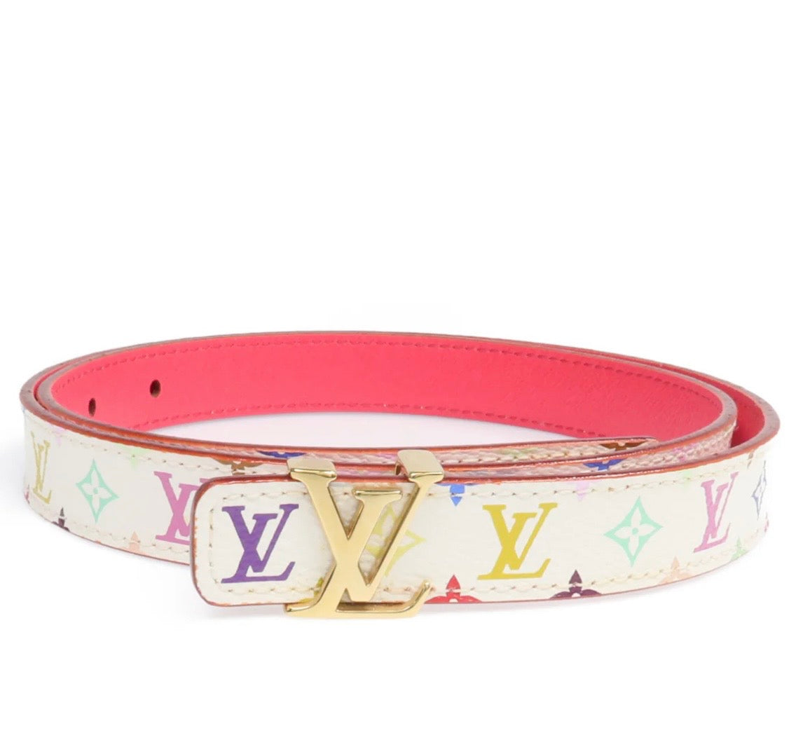 Louis Vuitton White Monogram Multicolore Murakami Belt Sz 80