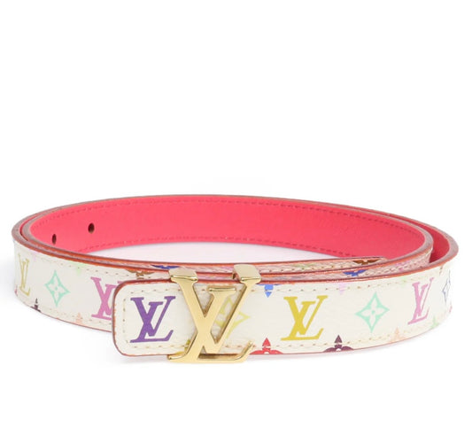 Louis Vuitton White Monogram Multicolore Murakami Belt Sz 80