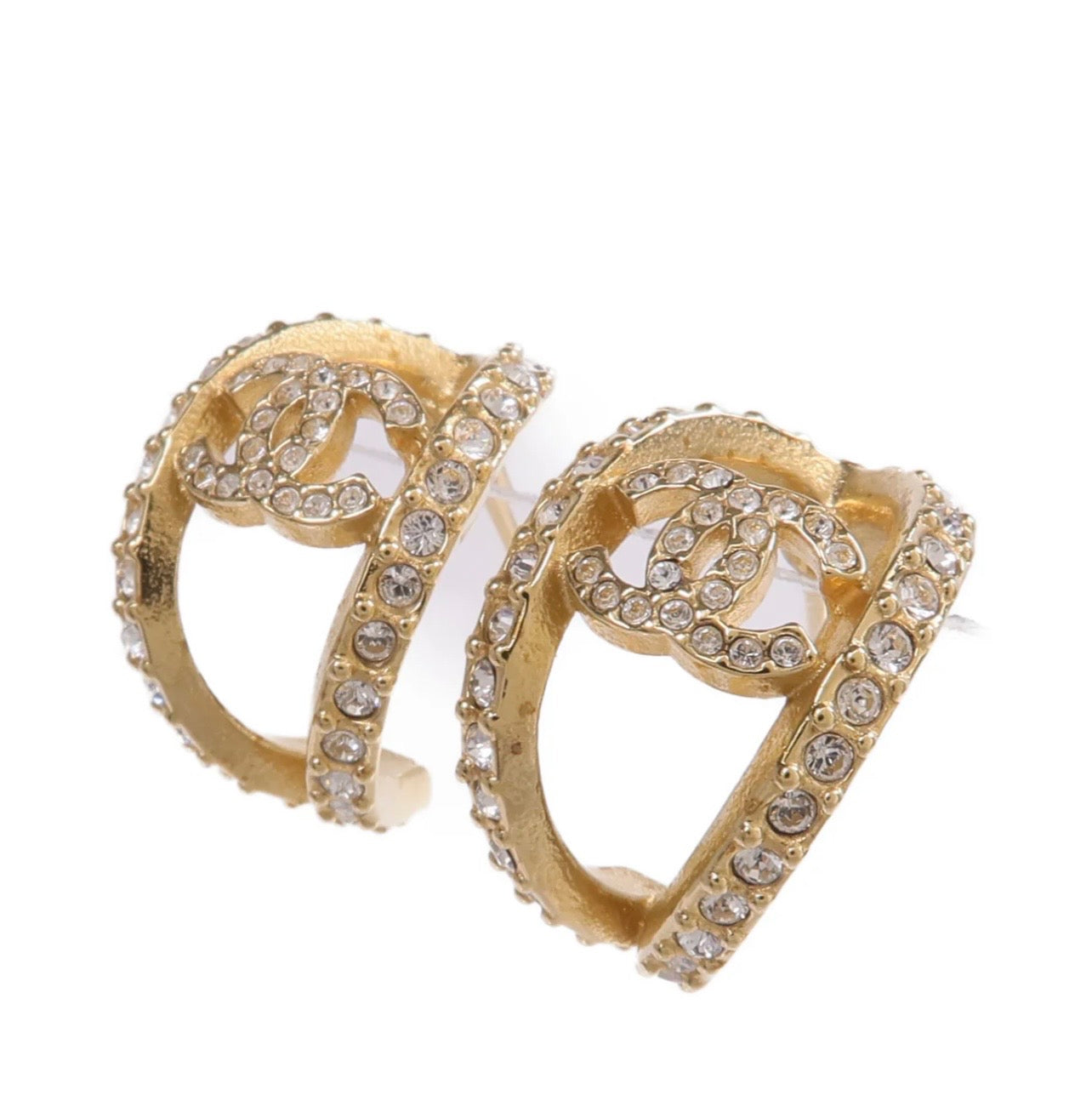 Chanel CC Gold Huggie Hoops