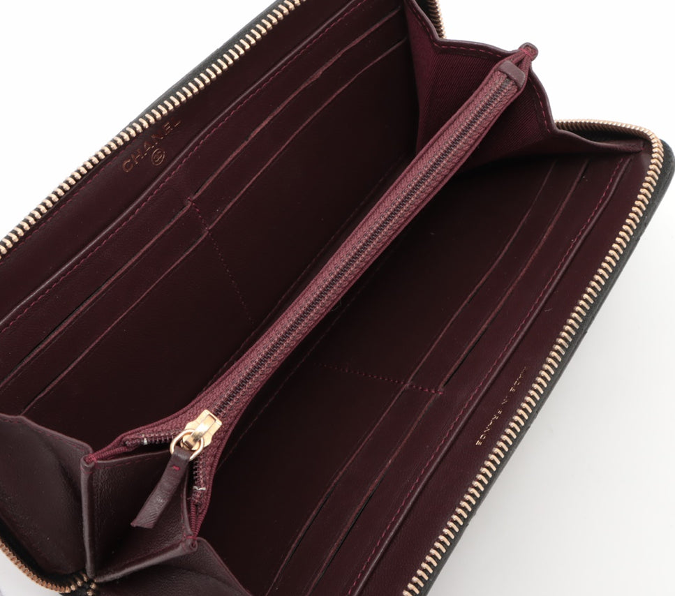Chanel Zip Around Lambskin Wallet