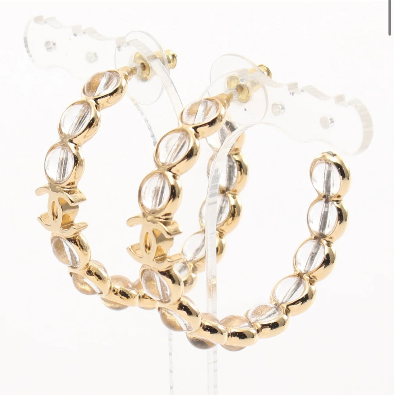 Chanel Coco Mark Earrings GP Glass/Gold