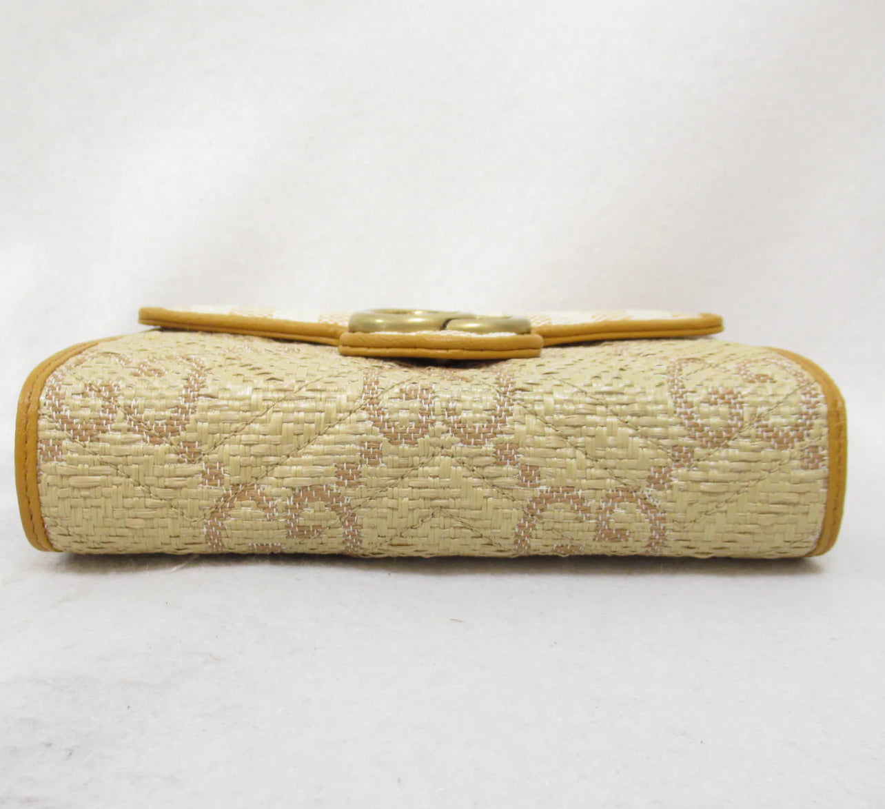 Gucci Raffia Jumbo GG Monogram Wallet on Chain