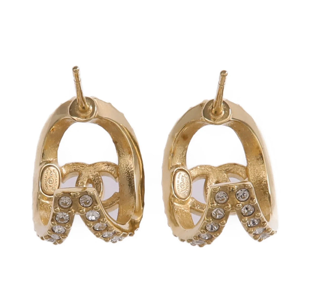 Chanel CC Gold Huggie Hoops