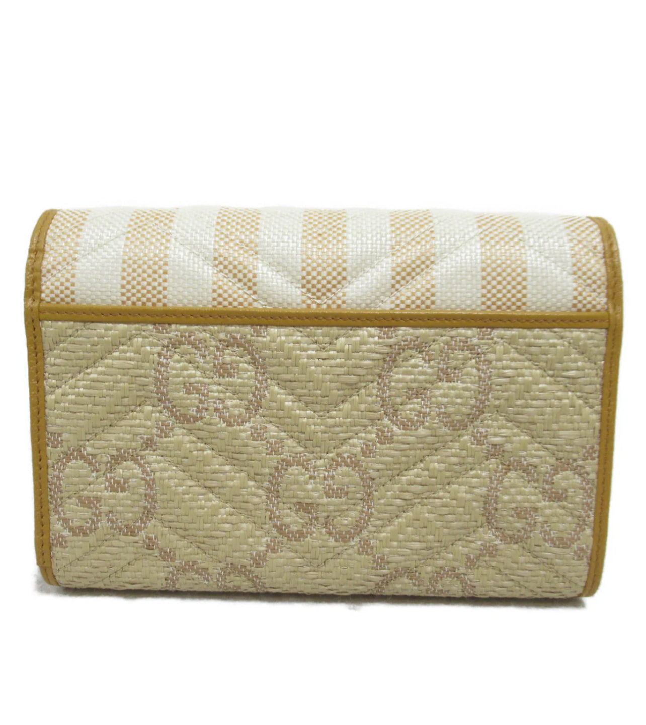 Gucci Raffia Jumbo GG Monogram Wallet on Chain