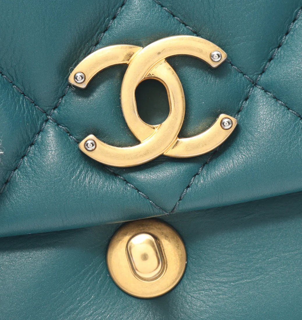 Chanel Nailed CC Full Flap Bag Quilted Calfskin Mini
