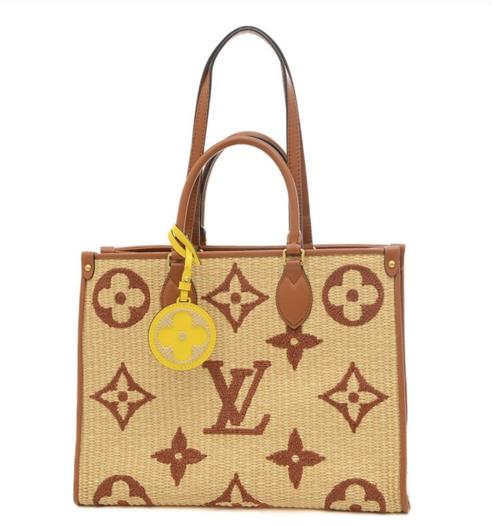 Louis Vuitton Raffia Calfskin Monogram Giant Onthego MM