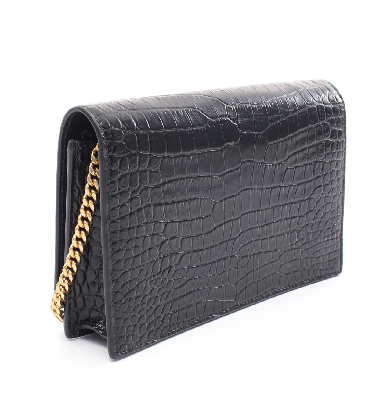 Saint Laurent Kate Tassel Croc Embossed