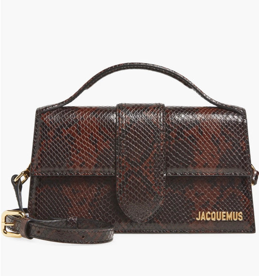 Jacquemus Le Grand Bambino Snakeskin Embossed Leather Brown