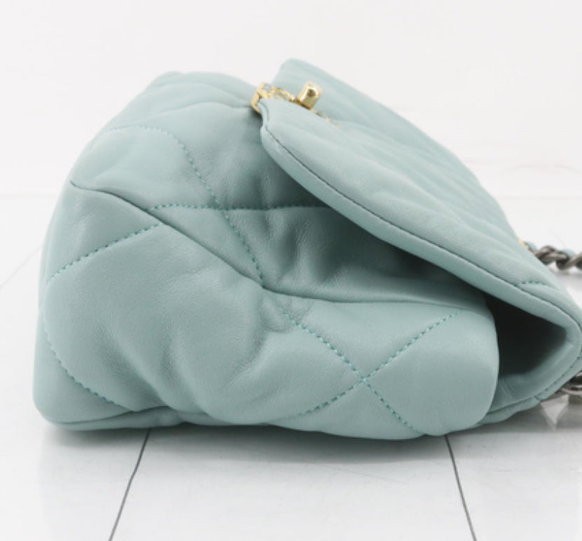 Chanel 19 Medium Quilted Lambkin Light Blue