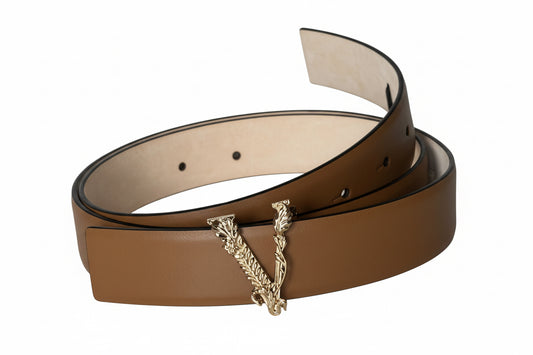 Versace Virtus Belt in Nude Calf Size 100